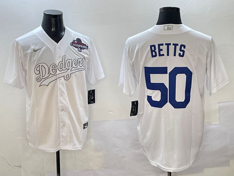 Men Los Angeles Dodgers #50 Betts White Fashion Edition Game 2025 Nike MLB Jersey style 4->los angeles dodgers->MLB Jersey